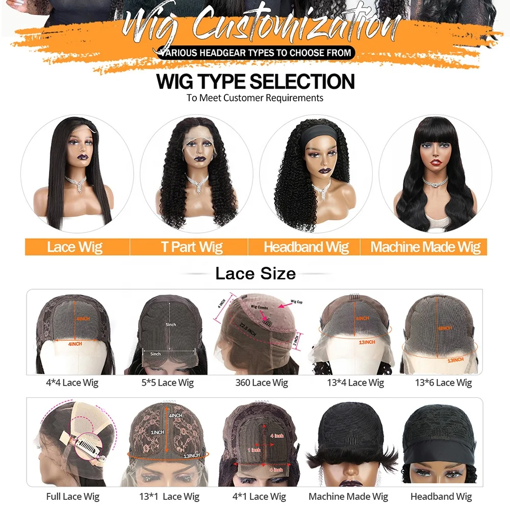 Wholesale Raw Indian Mink Virgin Human Hair Hd 13x4 13x6 4x4 5x5 Lace Frontal Wig 360 Full Transparent Lace Front Human Hair Wig