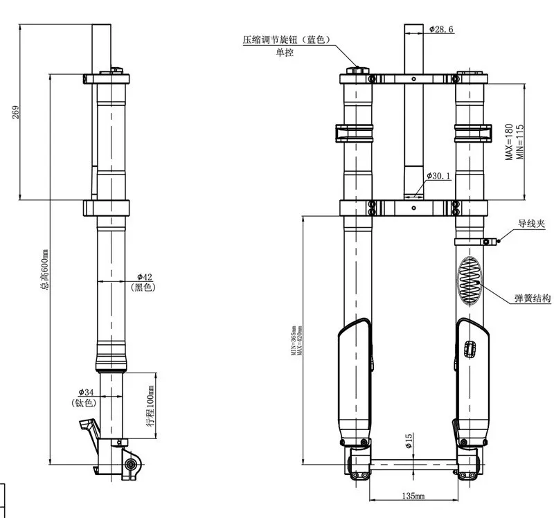 20*4.0inch Front Wheel 20inch 135*15 Thru-axle Front Air Suspension Fork for Fat Bike/Doodlebike