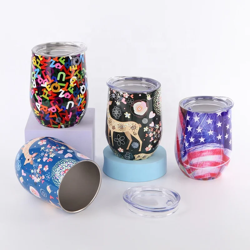 Sustainable Eco Friendly Products Stainless Steel 12oz Wine Tumbler Double Walled Egg Shape Cup Football Beer Mug Customizable