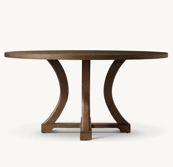 Modern Tables Kitchen Furniture Solid Oak Wood Plank Round Dining Table