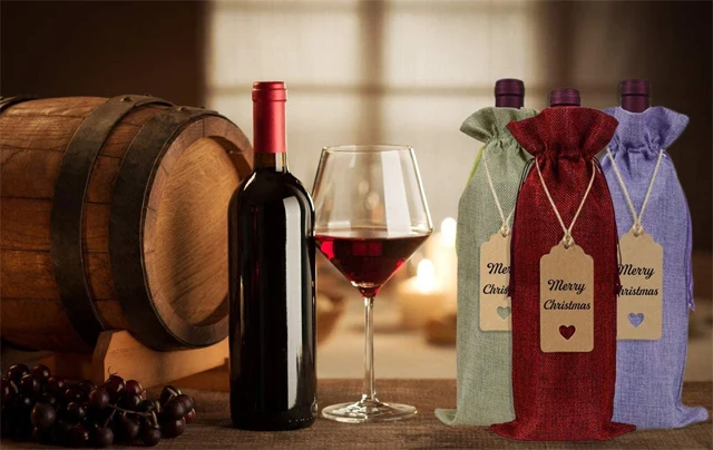 Environmental natural  jute burlap drawstring bags for wine gunny bangladesh pouch
