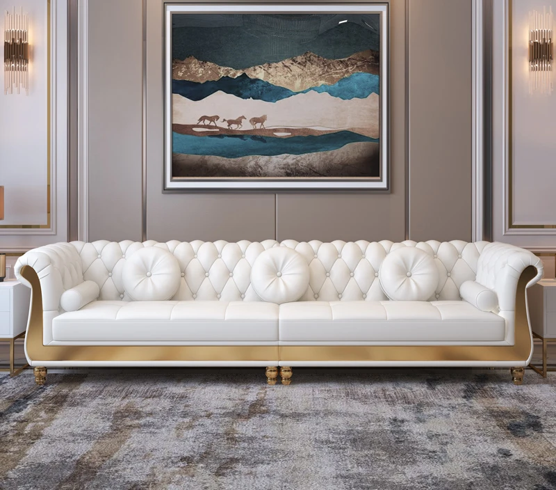 White Couches Luxury Sofa Chesterfield Wedding Sofa Set Furniture 3 Seater For Living Room