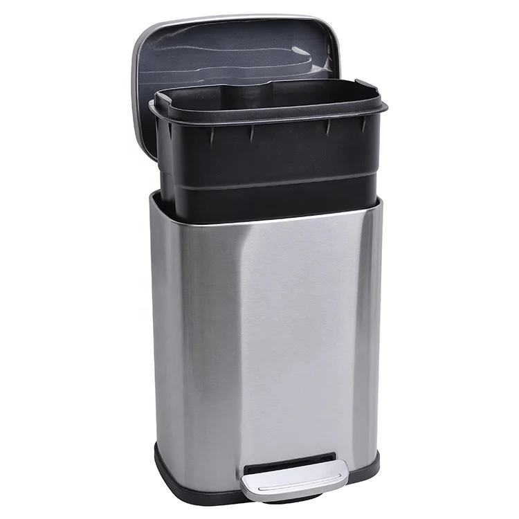 5L Basics Stainless Steel Rectangular Soft-close Garbage Bin Step Trash Can Pedal Bin