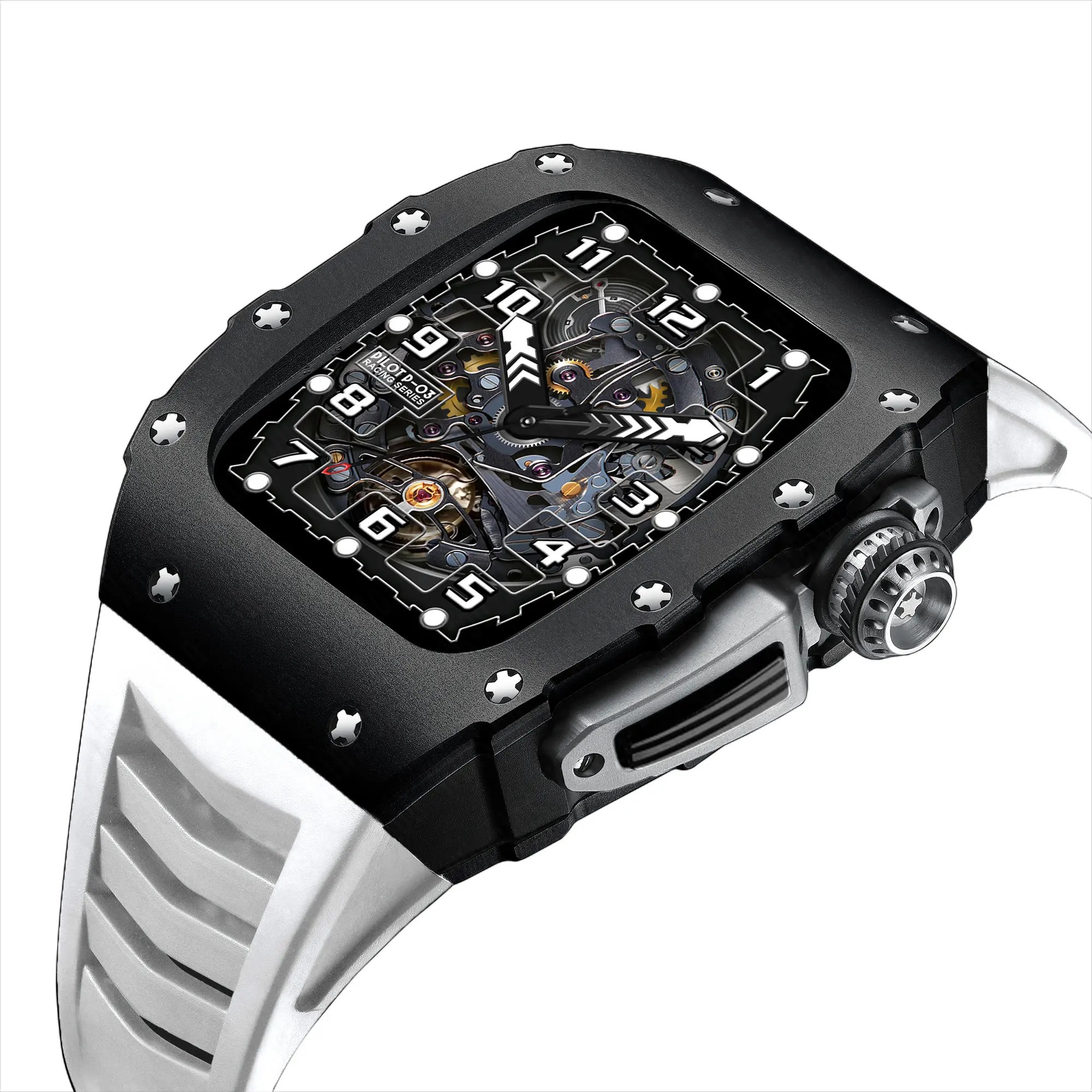 Роскошный чехол из углеродного волокна для Apple Watch 8 корпус 45 мм набор модов резиновый силиконовый ремешок IWatch серии 7 SE 6 5 4 44