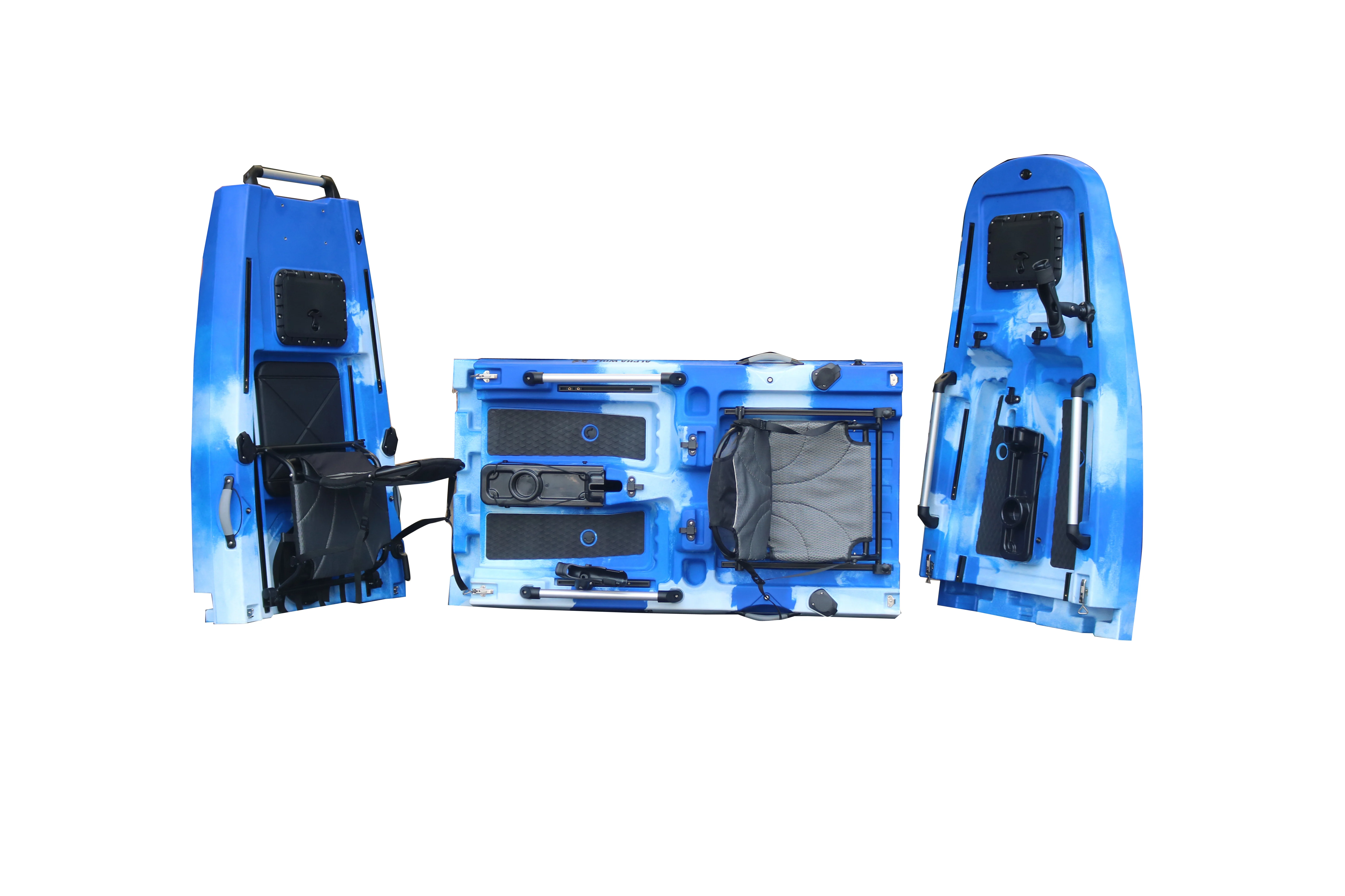 Hot Sale Modular Detachable 2 Person Fishing Fishing Kayakdals 4.36m Folding Tandem Foot Pedal Drive Kayak 2 Piece Plastic Boat