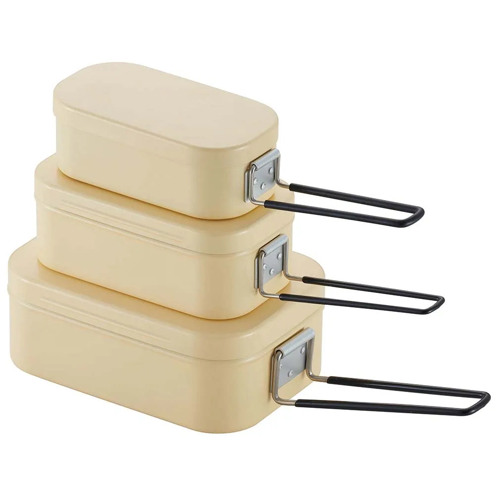 Outdoor Cooking Camping Lunch Box Portable With Lid Aluminium Alloy Lunch Box Picnic Square Food Cookware Container