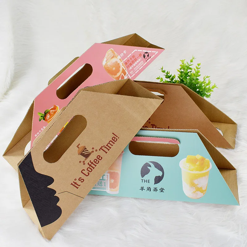 China 1/2/4 Cup to Go Custom Disposable Take Away Drink Carrier Paper Coffee Cup Holder With Handle