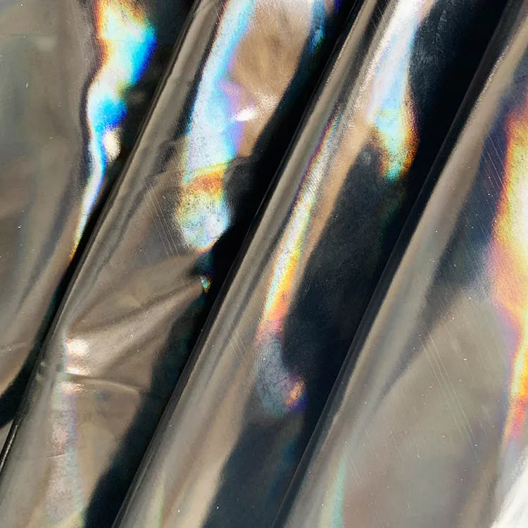 
leather fabric stripe laser pu leather for clothes 