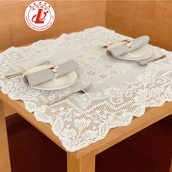 
Винтажная кружевная хлопковая скатерть ручной работы 