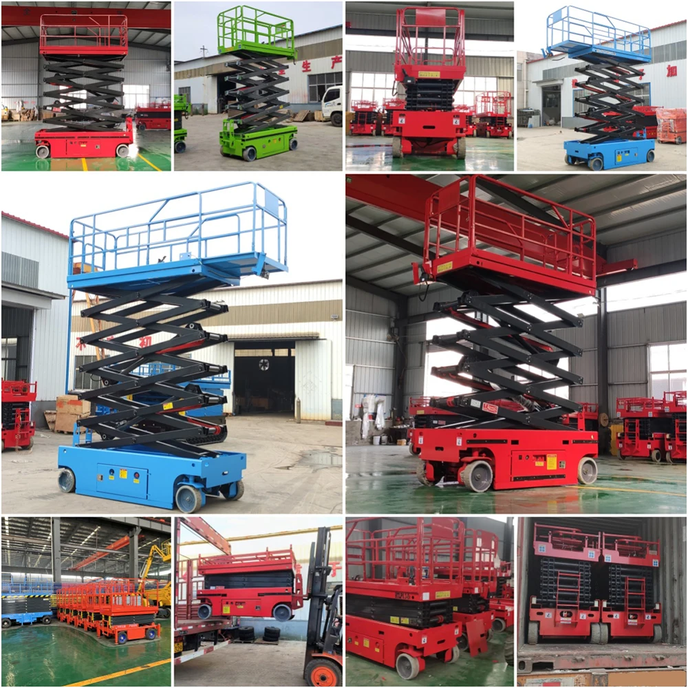 High Building Cleaning Scaffolding Hydraulic Electric Mobile Scissor Shear Fork Lift Aerial Work Platform 6m 12m 16 Meter 500kg