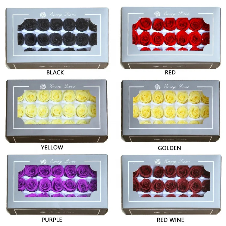 
China Factory Supply Wholesale 2-3 Cm Everlasting Flower Head Preserved Roses 