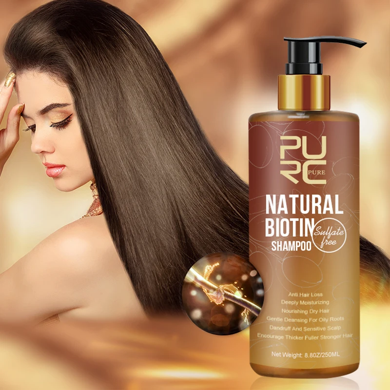 OEM Herbal Biotin Hair Growth Shampoo Sulfate Free Organic Natural Hemp Argan Oil Hair Thickening Shampoo Hair Loss Treatment