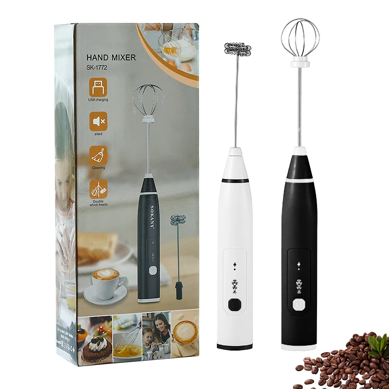 New USB Electric Milk Frother 2 Whisk Hand Mixer Blender For  Blending Coffee Milk Egg Beater Drinks Blender Free Sample