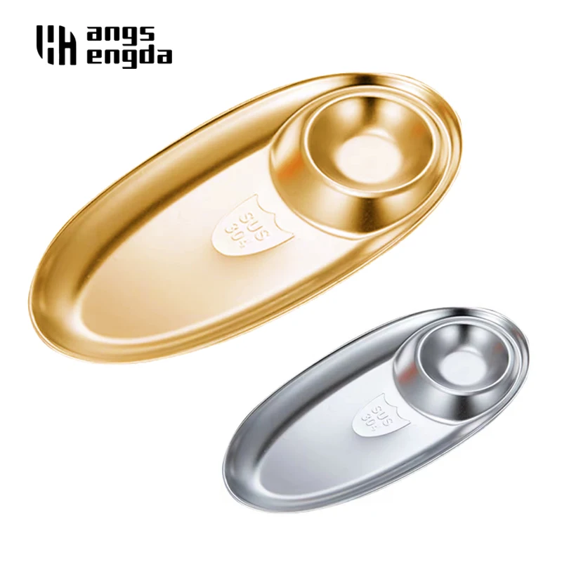 304 Stainless Steel Snack Plates Dinner Plates Camping Dishes Snack Tray  Family Party Restaurant Kitchen BBQ Metal Dinner Plate