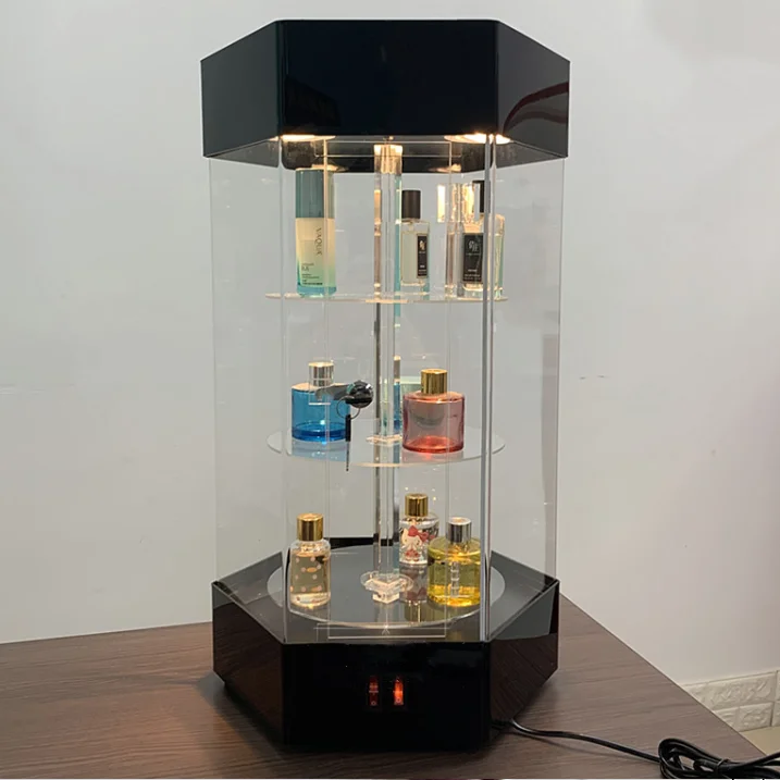 360 Вращающийся 3 уровней чистые полировщики акрила Lego огни витринный шкаф с