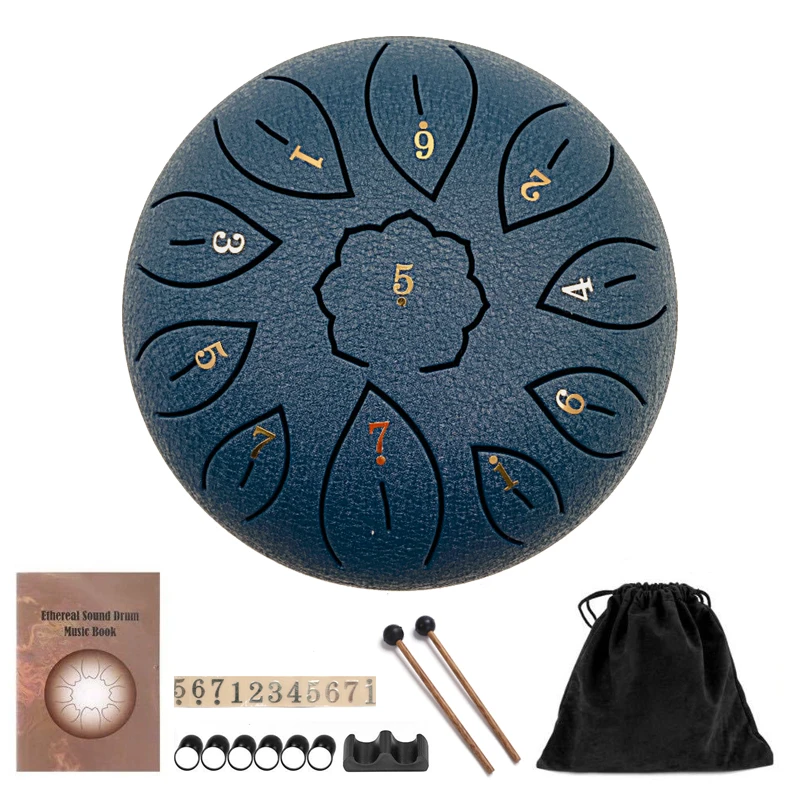 
Tongue Drum 6 Inch Steel Tongue Drum Set 11 Tune Hand Pan Drum Pad Tank Sticks Carrying Bag Percussion Instruments Accessories 