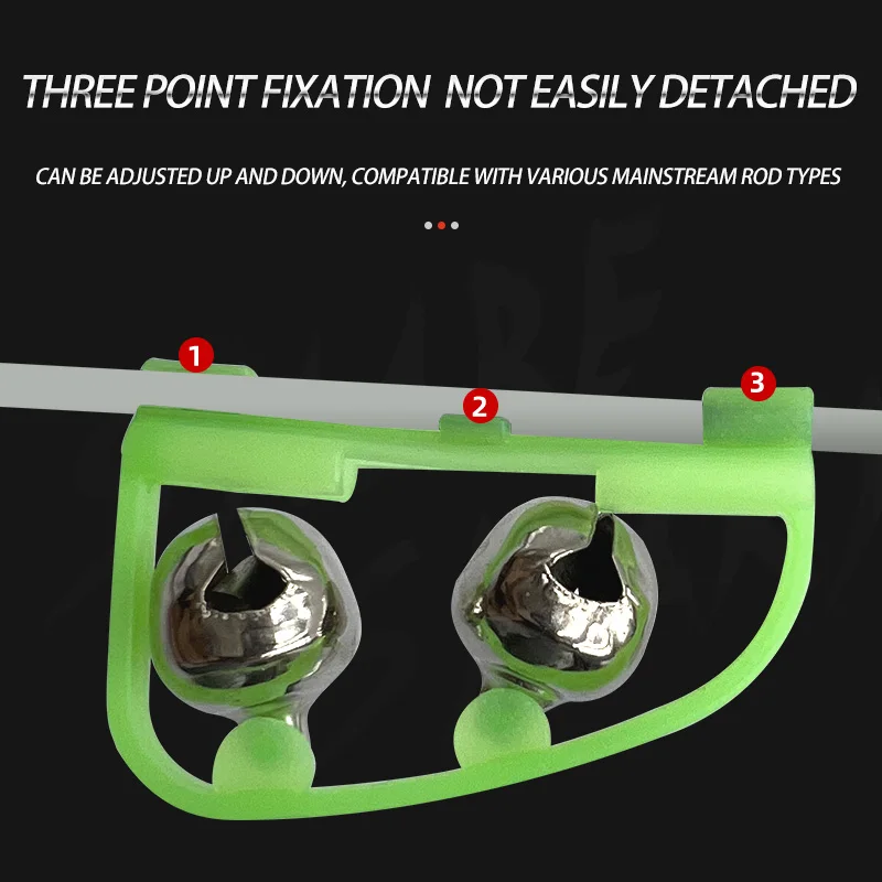 Arched Fishing Bells Fishing Rod Alarm Green Plastic Night Fishing Indicator Bait Double Bells Alarm