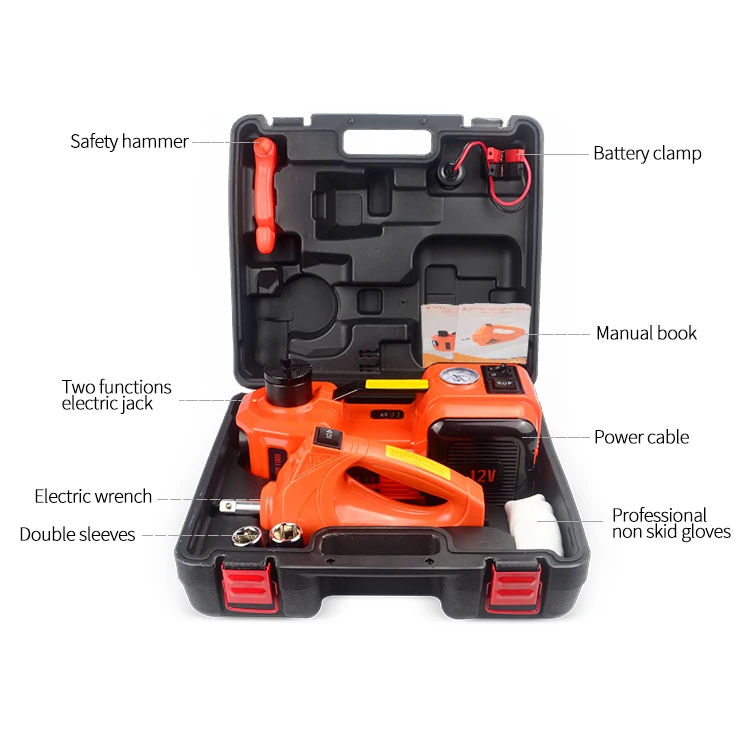 
3 IN 1 CE ROHS Certified DC 12V Electric Impact Wrench & 5 Ton Electric Hydraulic Car Jack 
