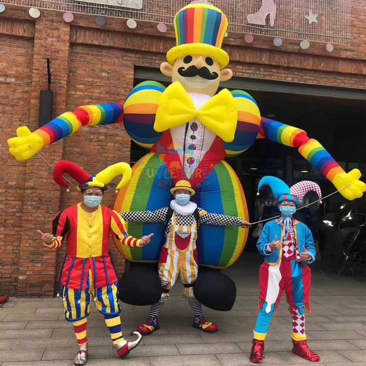 Outdoor circus parade cartoon puppet air blow up walking figure inflatable clown costume