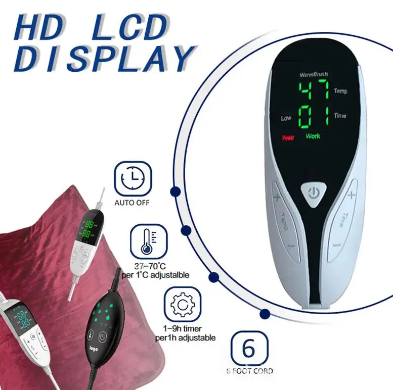 Warm Blanket 8 Heat Settings 12 Hours Auto Off  Electric Heating Blanket