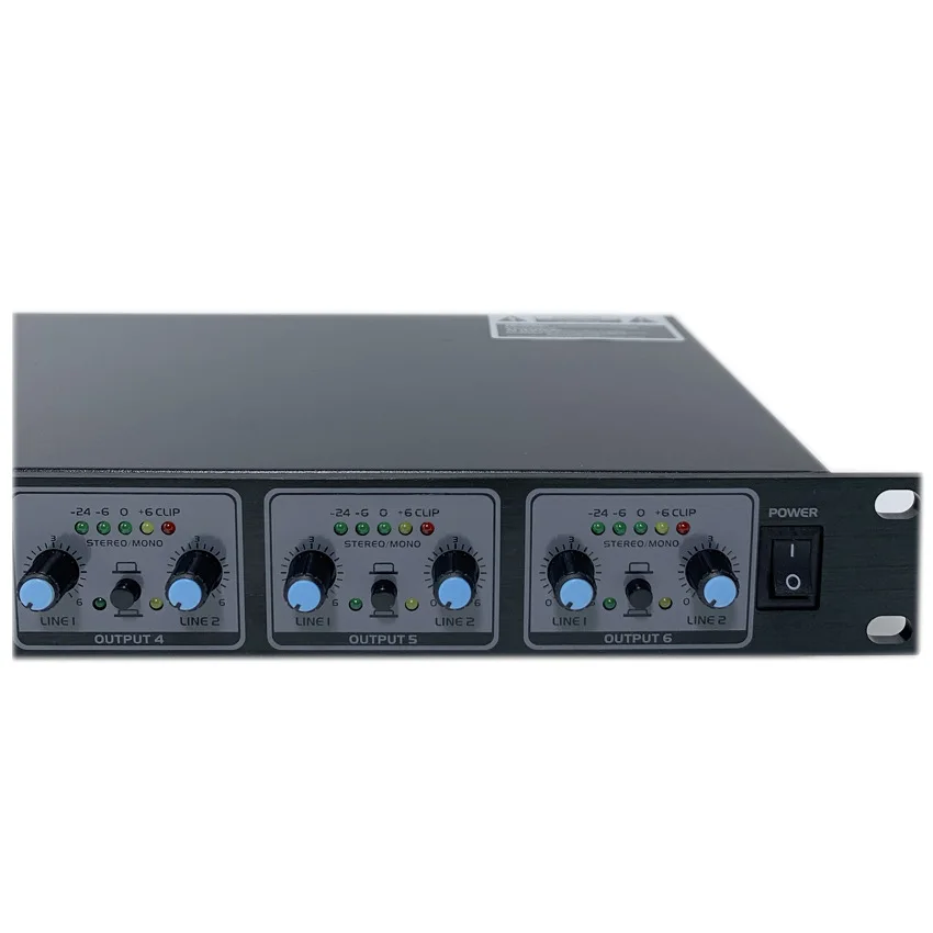 FS26 Professional Stereo Mono Audio Signal Splitter Amplifier Distributor 2-In-6 out XLR Stage Old School Professional Audio