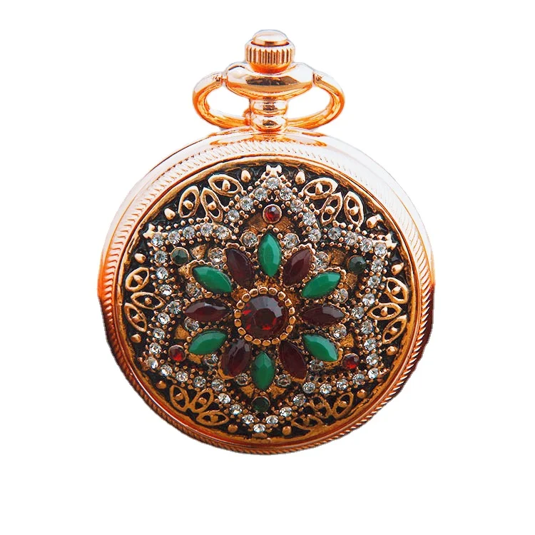 Best Gifts For Mom Luxury Multicolor Diamond Pocket Watches With Chain Fashionable Ladies Sweater Chain With Watch Pendant