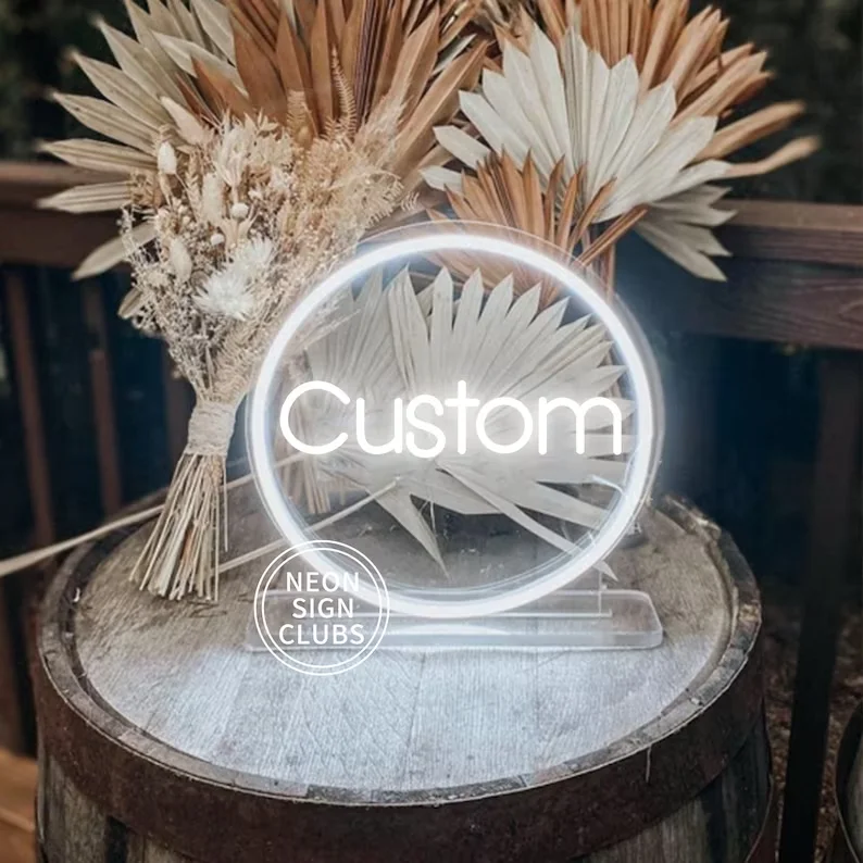 Custom Acrylic Neon SignsDrop Shipping Hot Beautiful Romantic Name Custom Led Neon Light Sign For Wedding Decoration