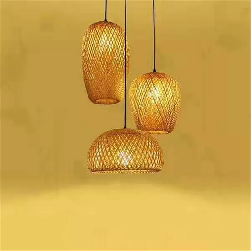 New Bamboo Wicker Rattan Wave Shade Pendant Light Hanging Ceiling Lamp Fixture Home Decor Lampshade