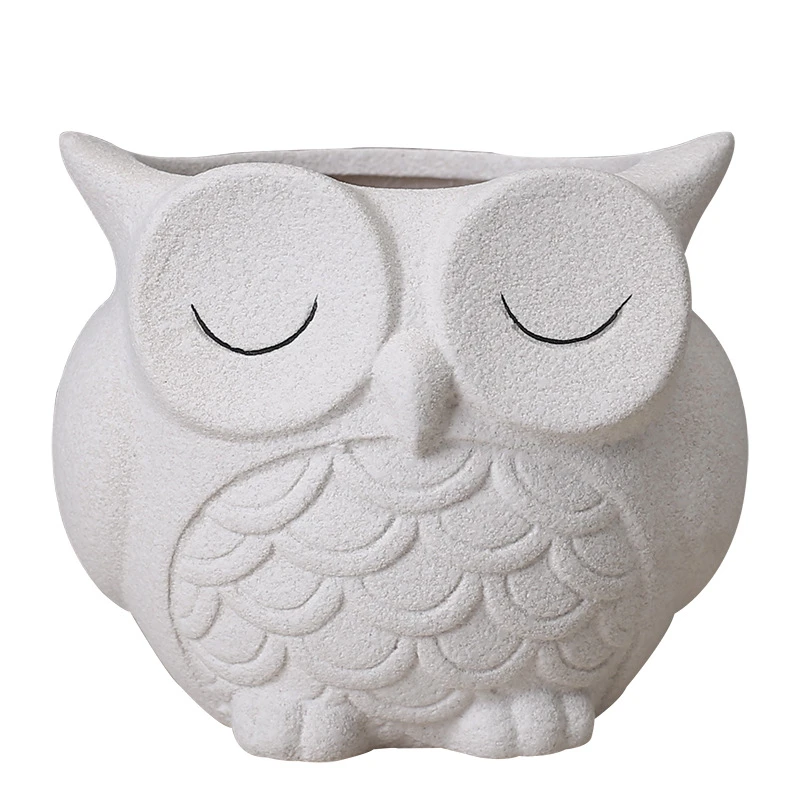 Manufacturers wholesale gardening succulent flower pot ceramic indoor creative simple table owl small animal flower ornaments