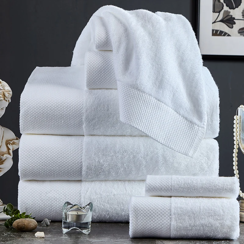 Factory Custom logo luxury hotel 100% cotton thick big bath towels set