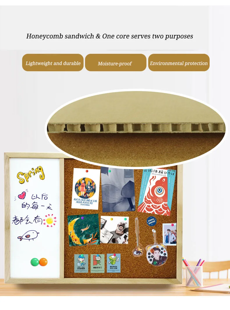 Factory Price Dry Erase White Board And Decorative Notice Cork Board With Wood Frame