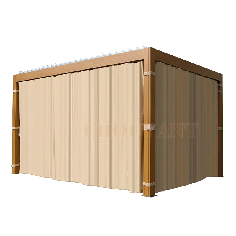 3x4 Bioclimatic Sliding Louver Aluminum Terrace Roof Electric Open Outdoor Pergola with LED Sunshade and Optional Plastic Frame