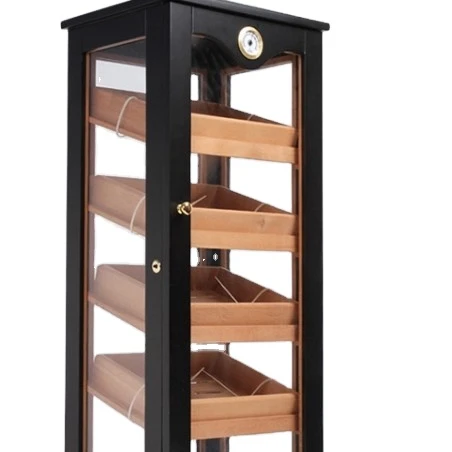 Customized black large spanish cedar cigar display storage cabinet