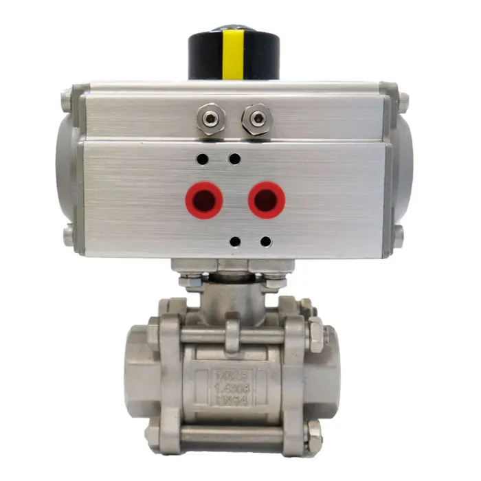 2 Way single double acting 3PCS Threaded Stainless Steel 316 Pneumatic Actuator Control Ball Valve
