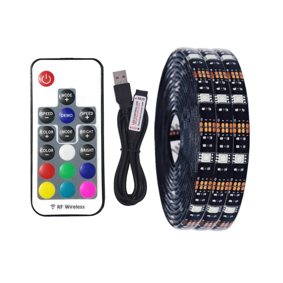 usb led strip light 5050  30leds/m led tv backlight strip RGB  5V smart led strip rgb black pcb