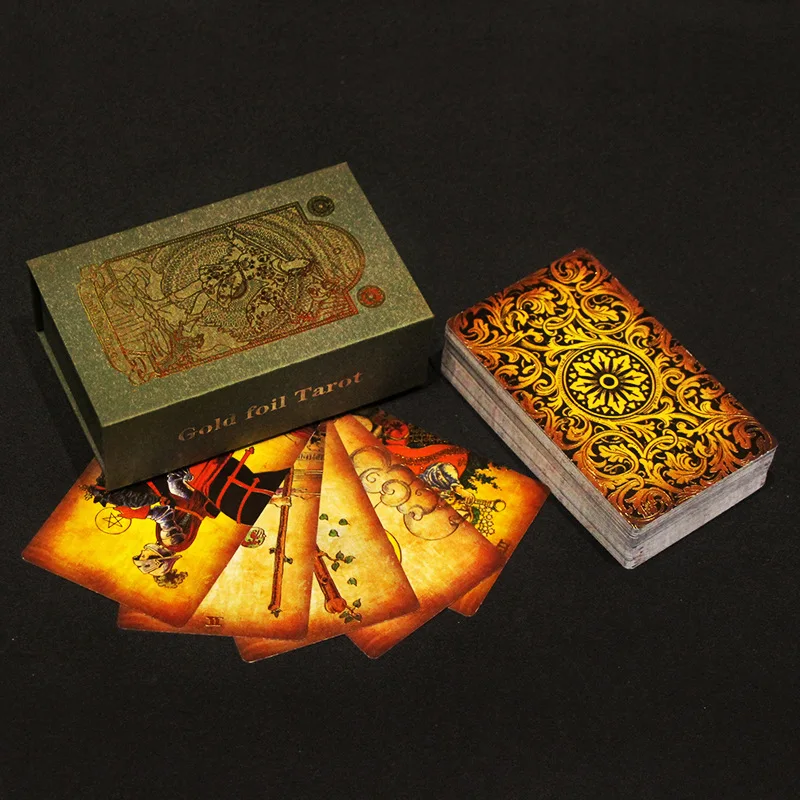 High Quality Professional PVC Tarot  Wholesale New Gold Foil Tarot Cards Durable Light Luxury Magic Board Game