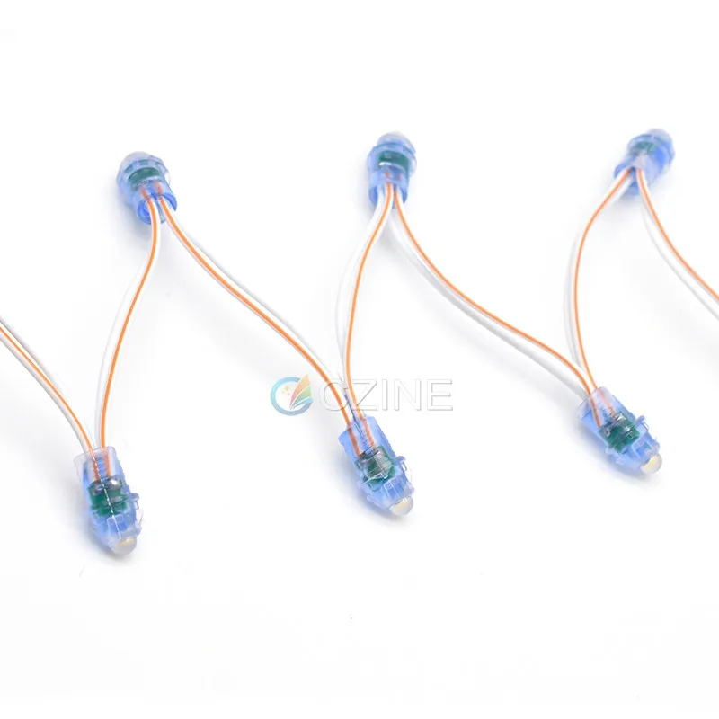 Dc 12 Volt Brightening White Red Blue Green Yellow Single Color String 50pcs 9mm  12v Led Pixel String Lights For Christmas