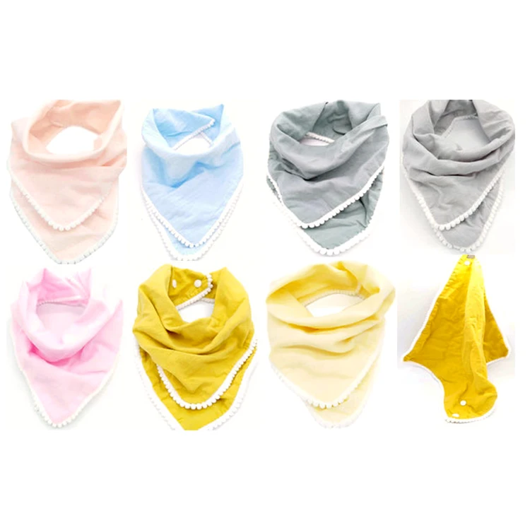 
Custom Logo Double Layer Cotton Fabric Newborn Muslin Baby Bib 