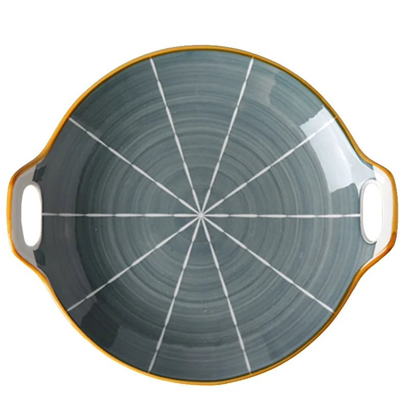 Wholesale 9 Inch Nordic Style Rice Dish Porcelain Plate With Double Ears