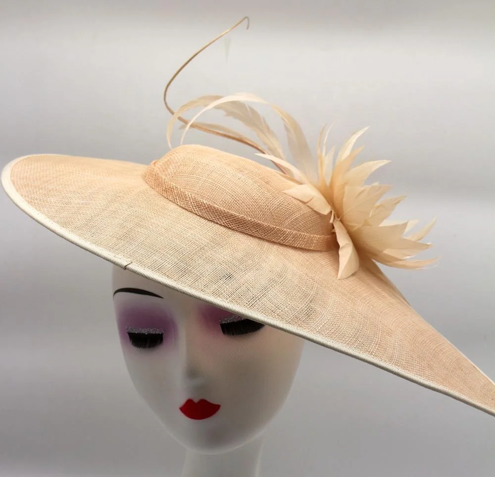 church sinamay feather fascinator hat