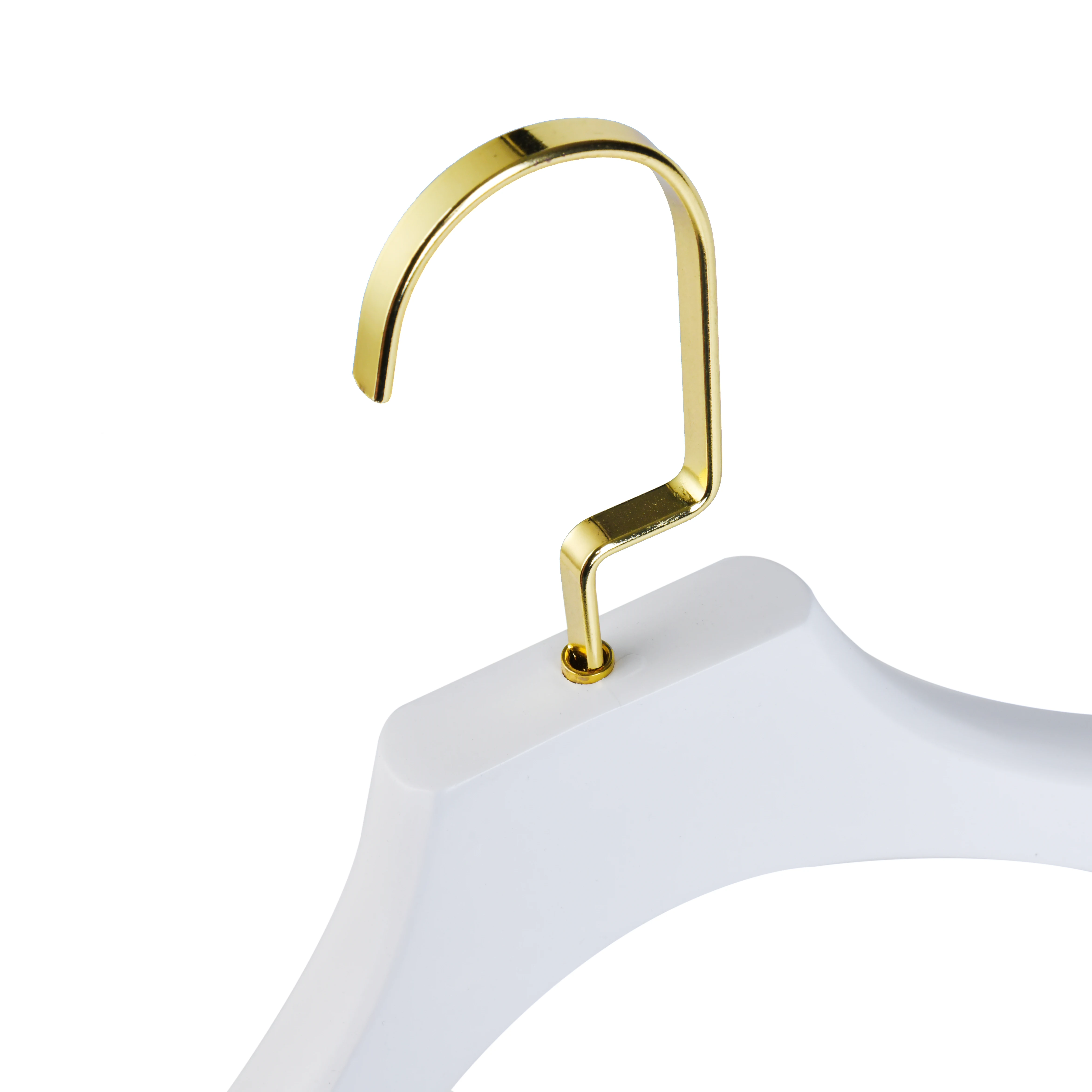 Luxury wooden custom hanger white wooden coat hanger with golden flat hook