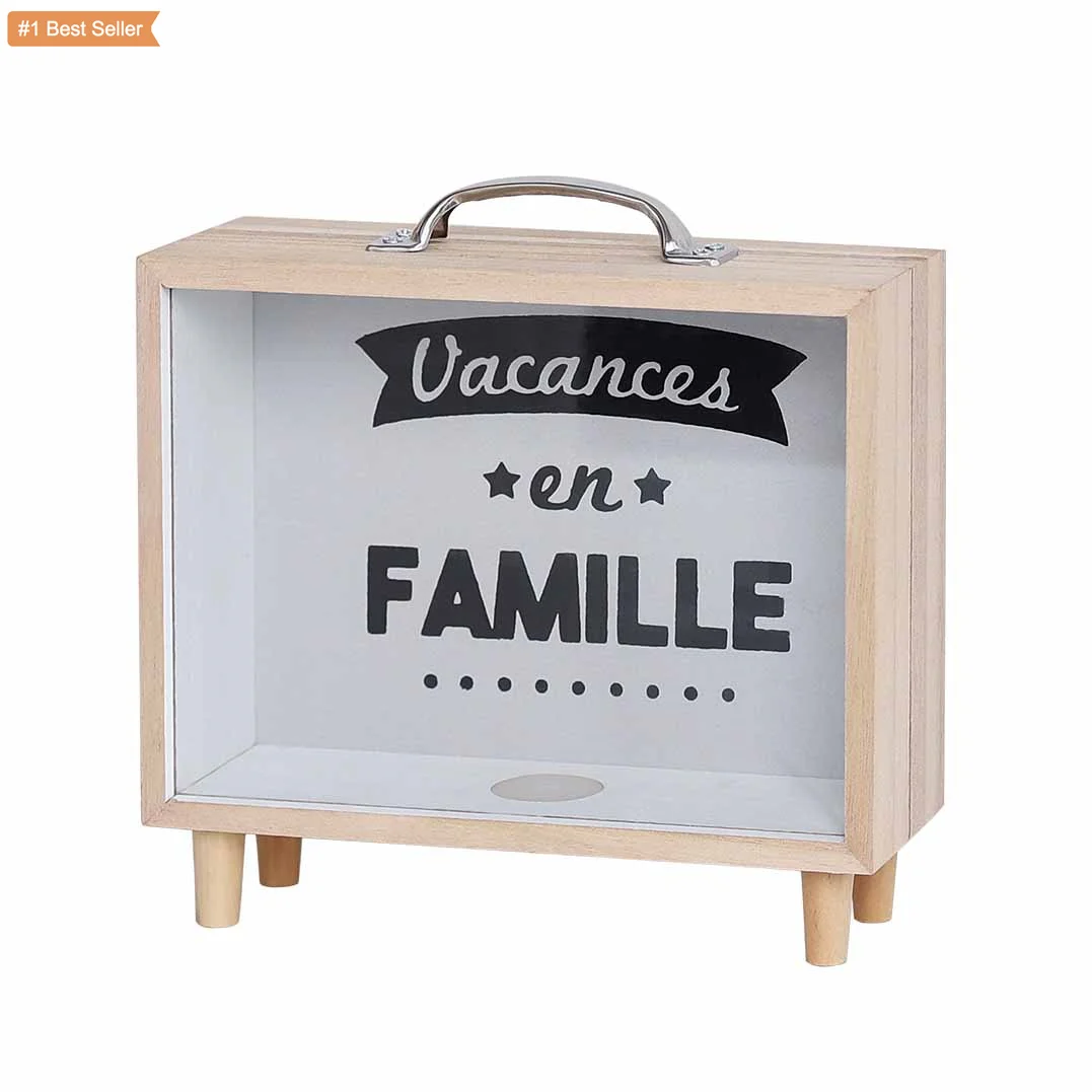 Cute Cartoon Camera Shape Transparent Piggy Bank Money Saving Box Nordic Style Wooden Money Boxes Kids Toy Coin Storage Box Cans