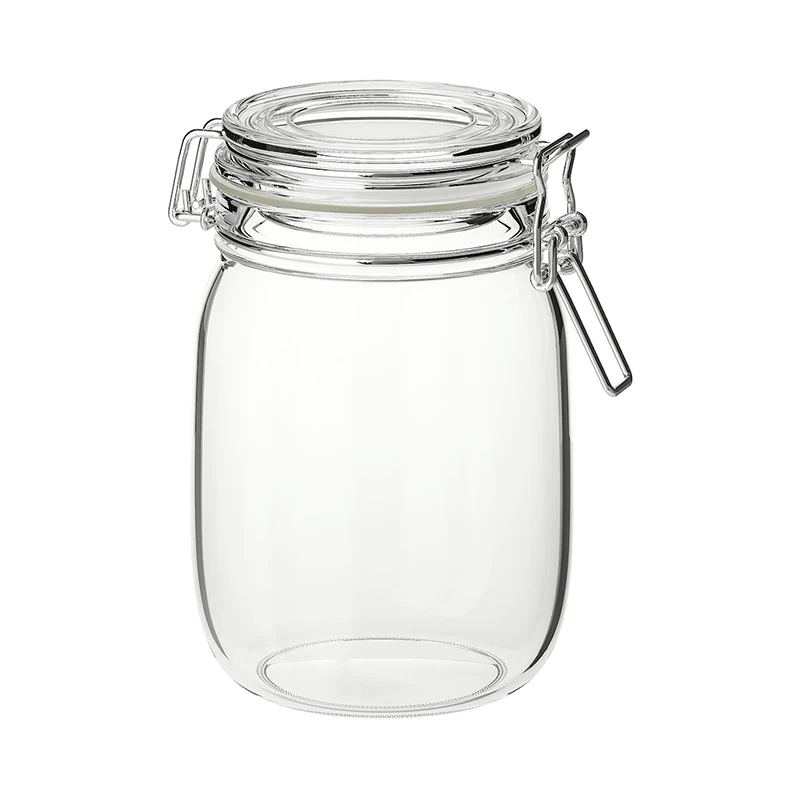 Kitchen sealed jar stainless steel wire buckle household grain storage box round food honey jar with lid