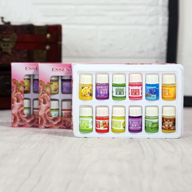 3ml*12pcs Plant Water Soluble Parfum Essen tial Oil Massage Fragrances Oil Rose Lavender Help Sleep Essen tial Oil