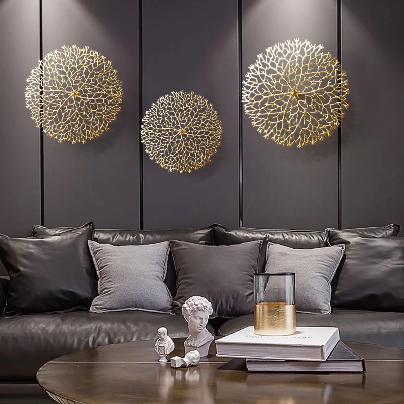 Free Combination Round Gold Coralline Shape Brass Alloy Wall Decoration