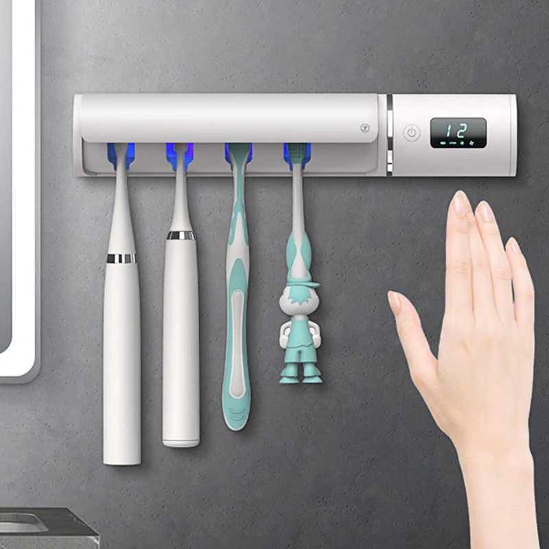 wall-mounted smart toothbrush sanitizing holder 99.99% sterilization rate toothbrush sanitizer uv toothbrush sterilizer