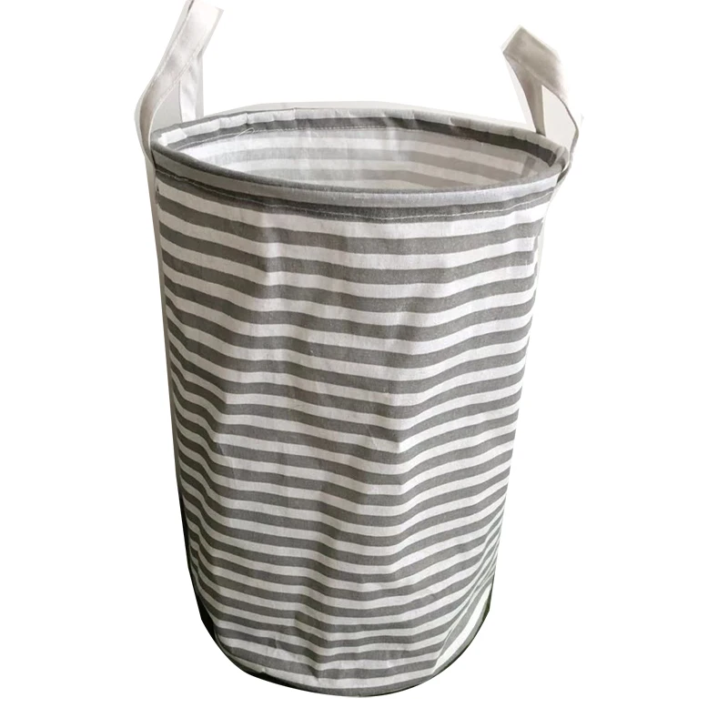 Folding Waterproof Fabric Cotton Canvas Laundry Baskets With Handle For Dirty Clothes Sundries
