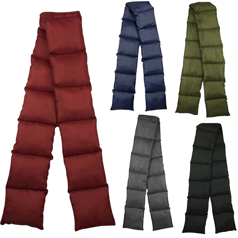 
space cotton scarf superior durability soft cotton puffer winter warm outside down feather filled scarf puffer long scarf 