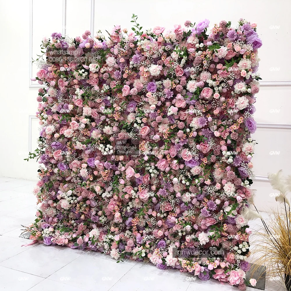 Wholesale Custom Purple Lilacs Wedding Supplies Decoration Rose Backdrop Silk Artificial Decorative Flower Wall