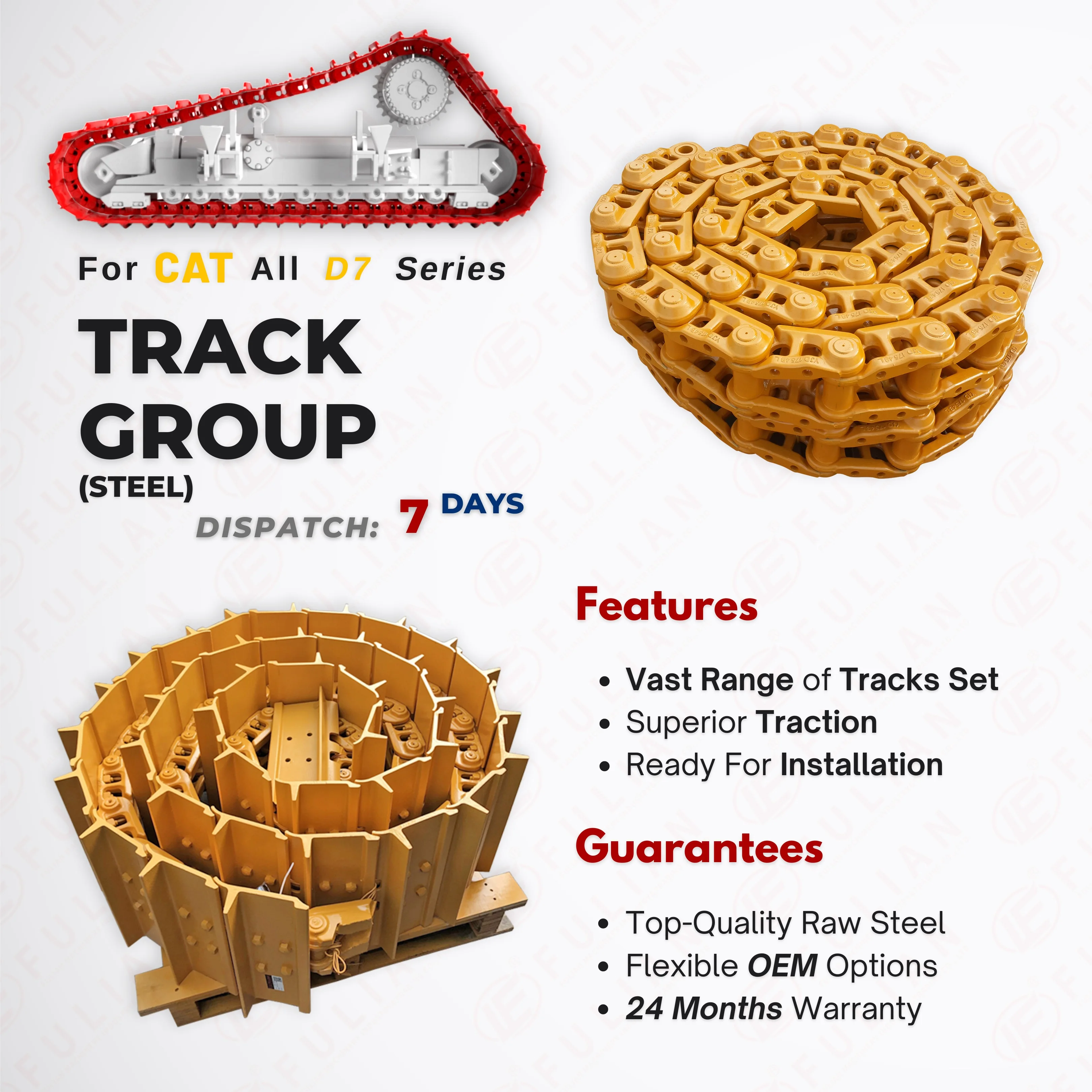 D7E D7G D7H D7R Bulldozer Undercarriage Parts Segment Sprocket Idler Top Roller Track Bottom Roller for Caterpillar D7 Series